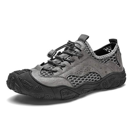 Men's Outdoor Shoes | Mesh Leather Upper | Adjustable Fit | Non-Slip Sole | Quick Entry | Comfortable Massaging Insole | Versatile All-Terrain Sneaker