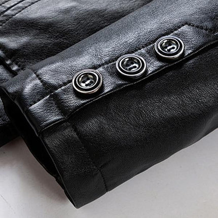 Men's Vintage Motorcycle Leather Jacket | High-Quality Leather | Timeless Biker Design | Tailored Fit | Windproof | Rainproof | Functional Pockets | Stylish Lapel Collar | Button Closure | Durable Outerwear