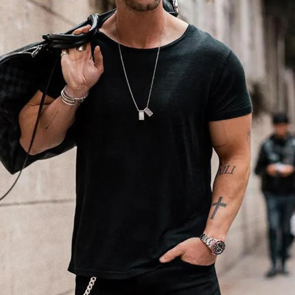 Men's Loose Fit T-Shirt | Slub Cotton | Casual Solid Color | Short Sleeve Round Neck | Comfortable & Breathable | Versatile Styling | Durable & Easy Care | Perfect for Everyday Wear