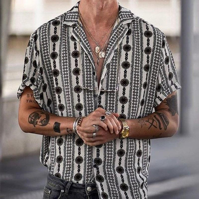Men's Stripe Lapel Shirt | Relaxed Fit | Casual Daily Wear | Lightweight | Spring Summer Fall | Button Placket | Anti-Wrinkle | Soft Fabric | Roll-Up Sleeves