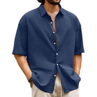 Men's Hawaiian Short Sleeve Shirt | Casual Solid Colors | Button-Down Collar | 50% Premium Cotton or Linen Blend | Summer Vacation | Lightweight Breathable | Classic or Slim Fit | Easy Care