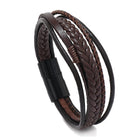 Men's Vintage Leather Bracelet | Handwoven Alloy Buckle | Magnetic Closure | 22.5cm Circumference | Stylish Accessory | 19g