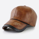 Men's Vintage Leather Baseball Cap | Plush Lined | Warm Winter Hat | Adjustable Fit | Classic Curved Brim | Stylish Cold Weather Accessory | Premium Quality | Casual Sporty Style
