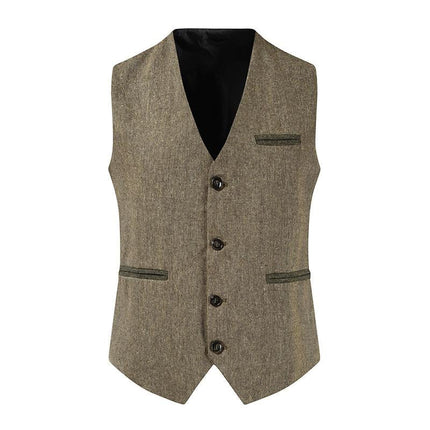 Men's Vintage Leather Vest | Single Breasted | V-Neck | Slim Fit | Casual Style | Polyester Blend | Adjustable Buckle | Suitable for Spring Autumn Winter | Versatile for Business, Dating, Party, Daily Wear