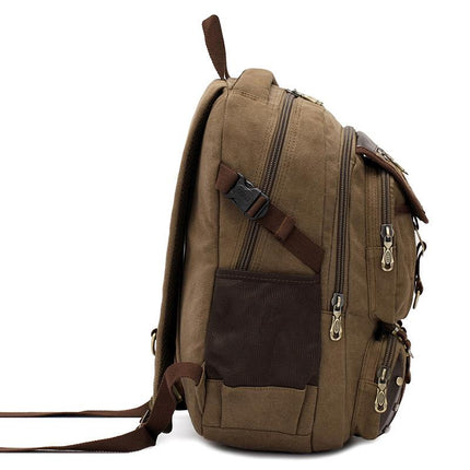 Men's Wear-Resistant Canvas Backpack | Square Vertical Design | Plain Pattern | Lightweight | Durable