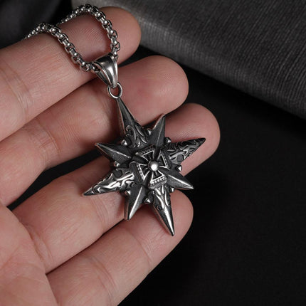 Vintage Octagonal Star Cross Pendant Necklace | Casual Jewelry | Fashionable Accessories for Women & Men
