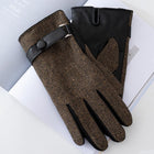 Men's Touch Screen PU Leather Gloves | Plaid Design | Plush Lining | Warm Winter Wear | Durable & Stylish | Smartphone Compatible | Snug Fit | Sophisticated Accessory | Cold Weather Men's Gloves