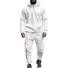 Men's Hooded Sweatshirt and Jogger Pants Set | Relaxed Fit | Adjustable Drawstring Hood | Full-Length Elastic Cuff Joggers | Soft Breathable Cotton Blend | Casual Sportswear Loungewear | Pockets