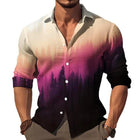 Men's Long Sleeve Gradient Lapel Shirt | Modern Style | Breathable Polyester Cotton Blend | Casual & Semi-Formal Wear | Sophisticated Design | Comfortable Fabric | Classic Lapel Collar