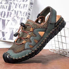 Men's Water Sandals | Flexible Non-Slip Sole | Breathable Leather & Mesh | Adjustable Heel Strap | Bungee Cord Closure | Lightweight Comfort | Ideal for Boat & Beach