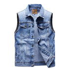 Men's Retro Lapel Denim Vest | Vintage Look | High-Quality Durable Fabric | Versatile Style Outerwear | Comfortable Fit | Functional Pockets | Fashionable Casual Layering Wardrobe Essential