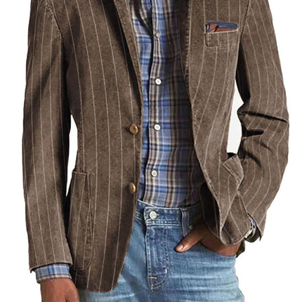 Men's Blazer | Vintage Style | Striped Pattern | Notched Lapel | Single-Breasted Two-Button | High-Quality Fabric | Regular Fit | Versatile for Casual & Semi-Formal | Tailored Look with Functionality
