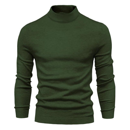 Men's Turtleneck Sweater | Solid Color Knit Pullover | Warm Casual Knitwear | Soft Comfortable Relaxed Fit | Fall Winter Essential | Versatile Ribbed Details