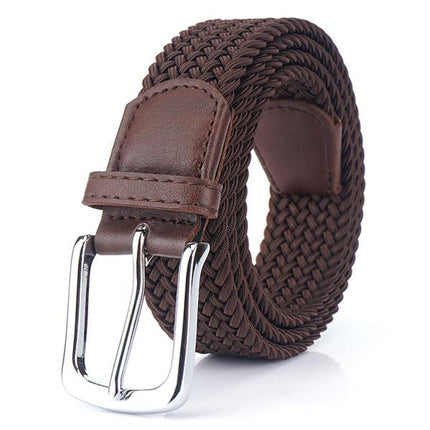Men's Woven Elastic Belt | 3.4 CM Width | Durable Stretch | Handwoven Craftsmanship | Nickel Alloy Buckle | Versatile Fashion Accessory | Perfect for Chinos Jeans Slacks | Gift for Dad Friend Son