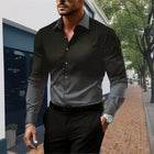 Men's Gradient Long Sleeve Shirt | Button Closure | Loose Fit | Casual & Semi-Formal Wear | Comfortable & Durable
