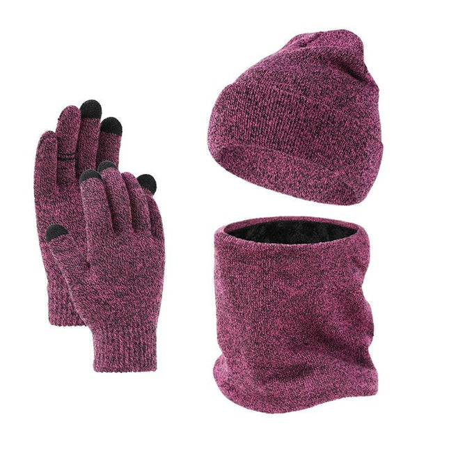 Men's Winter Knitted Set | Plus Velvet Hat Scarf Gloves | Warm & Cozy Fashion Accessories | 3-Piece Color Coordinated Set | Soft Velvet Lining | Durable & Stylish Winter Essentials