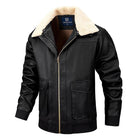 Men's Leather Jacket | Casual Plush Lapel Coat | Soft Leather Outerwear | Regular Fit | Hip-Length | Plush Collar Warmth | Solid Color Design | Versatile for Fall & Winter | Long Sleeves | Chic Rugged Look