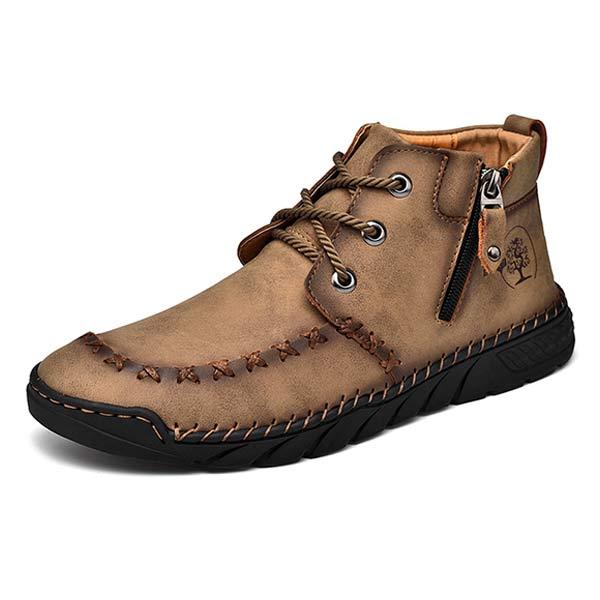 Vintage Leather Men's Booties | Flexible Rubber Sole | Lightweight Comfort | Casual Wear | Hand Sewn | High-Quality Fit