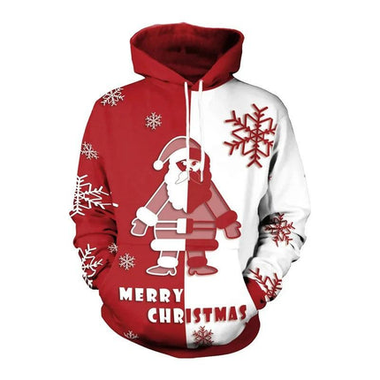 Men's Christmas Graffiti Hoodie | Casual Holiday Print | Adjustable Drawstring Hood | Long Sleeves | Cotton-Polyester Blend | Relaxed Fit | XS-3XL | Festive Outerwear