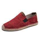 Men's Slip-On Linen Canvas Shoes | Casual Fisherman Style | Exposed Gore | Hemp Rope Sole | Comfortable Footwear