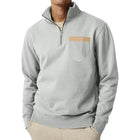 Men's Relaxed Fit Sweatshirt | Half Zip Collar | Long Sleeve | Chest Pocket | Solid Color | Cotton-Blend Fabric | Casual Fall Winter Wear