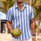 Men's Striped Short Sleeve Shirt | Lapel Collar | Casual Lightweight Fabric | Relaxed Fit | Comfortable Summer Wear | Breathable Easy-Care Design | Button Closure | Versatile Warm Weather Fashion