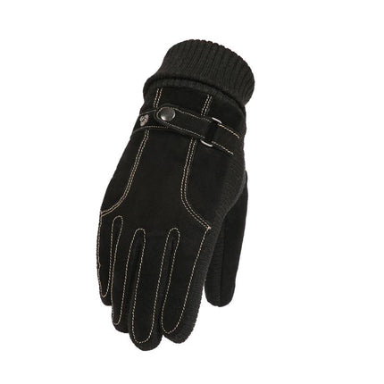 Men's Warm Touch Screen Gloves | Velvet Cotton Lined | Pigskin Leather | Waterproof & Windproof | Ergonomic Fit | Winter & Autumn Wear | Touchscreen Compatible | Breathable & Durable