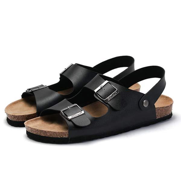 Men's Open Toe Casual Sandals | Soft Leather Upper | Cork Midsole for Comfort | Durable EVA Outsole | Ideal for Summer Activities | Beach Pool Party Ready