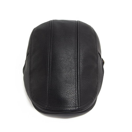 Men’s Vintage Style | Casual Leather Beret Hat | Classic Newsboy Cap | Retro Headwear | Fashion Accessory | Adjustable Fit