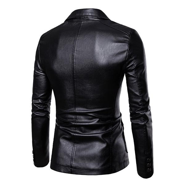 Men's Vintage Style Blazer | Two Button PU Leather Jacket | Slim Fit | Single Breasted | Classic Lapel | Stylish Outerwear | Fashion Forward | High Quality Craftsmanship | Versatile & Durable