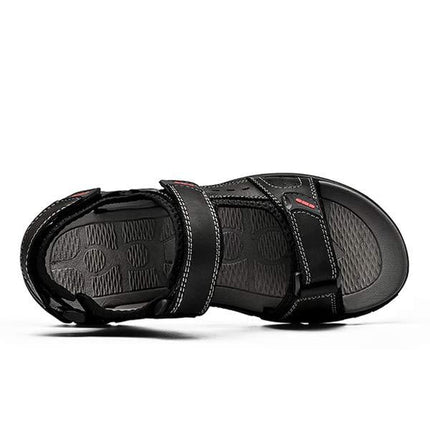 Men's Casual Beach Sandals | Durable Leather Upper | Non-Slip Flexible Sole | Adjustable Heel Strap | Breathable Textile Lining | All-Day Comfort | Everyday Summer Footwear