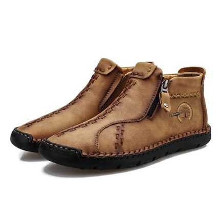 Men's Vintage Leather Boots | Casual Footwear | Comfortable Rubber Sole | Lightweight Design | High-Quality Fit