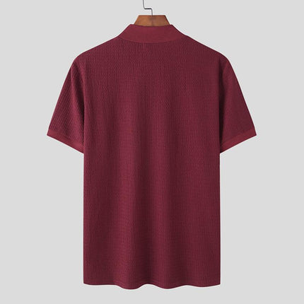 Men's Slim Fit Half Turtleneck Knitted Short Sleeve Tee | Solid Color | Lightweight Layering Top | Comfortable and Stylish | Semi-Formal and Casual Wear | Fall and Winter Fashion