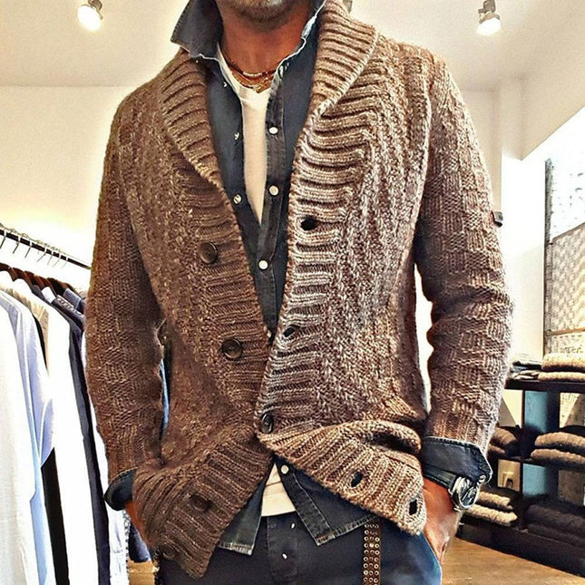 Men's Vintage Knit Cardigan Jacket | Lapel Collar | Classic Elegant Style | Premium Knit Blend | Warm & Durable | Sophisticated Design | Versatile Layering | Comfortable Relaxed Fit | Timeless Fashion