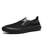 Men's Slip-On Mesh Moccasins | Casual Sports Water Shoes | Leather & Mesh Upper | Easy Entry | Non-Slip Flexible Rubber Sole | Comfortable Lightweight Footwear