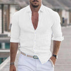 Men's Long Sleeve Casual Shirt | Solid Color | Lapel Collar | Cotton Blend | Comfortable Fit | Easy Care | Versatile Wardrobe Essential