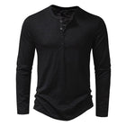 Men's Long Sleeve Henley T-Shirt | Casual Solid Color | Comfort Fit | Stylish Button Placket | Soft Cotton Blend | Regular Fit | Warm Layering Top | Versatile Fall Winter Wear