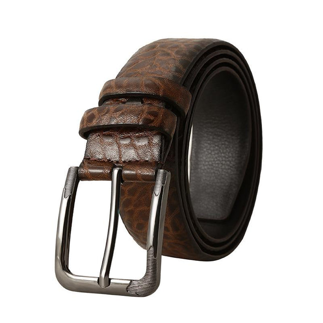 Men's Leather Belt | Retro Style | Casual & Formal Wear | Premium Pin Buckle | Genuine Leather Construction | Versatile Accessory | Durable & Stylish | High-End Design | Classic Width | Timeless Fashion