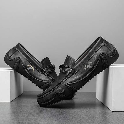 Men's Leather Loafers | Casual Hand-Sewn Nubuck Shoes | Memory Foam Footbed | Flexible Rubber Sole | Lightweight Comfort | Office to Weekend Footwear