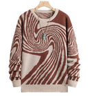 Men's Jacquard Design Crew Neck Sweater | Warm Knitted Fashion | Versatile Long Sleeve Pullover | Men's Winter Casual Jumper | Classic Comfortable Fit