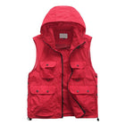 Men's Outdoor Quick-Drying Vest | Quick-Dry Fabric | Breathable Mesh Lining | Multiple Pockets | Adjustable Drawstring Hem | Hiking Camping Fishing | Available in Green Red Black | Sizes S-XXL