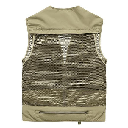 Men's Outdoor Quick-Drying Vest | Multi-Pocket | V-Neck | Zipper Closure | Removable Back | Mesh Patchwork | Breathable Lightweight Fabric | Ideal for Fishing, Cycling, Sports & Leisure Activities