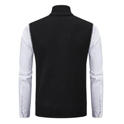 Men's Knitted Vest | Solid Color | Stand Collar | Sleeveless | Casual Outerwear | Tailored Fit | High-Quality Fabric | Stylish Layering | Transitional Seasons | Versatile Apparel | Modern Design
