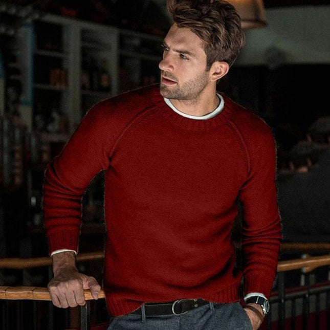 Men's Solid Color Knit Pullover Sweater | Crew Neck Soft Knitwear | Casual Winter Fall Spring | Comfortable Durable Warmth | Versatile Layering Jumper | Gift for Him