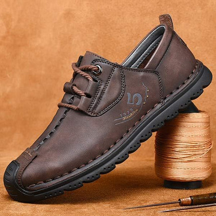 Men's Loafers | Casual Leather Shoes | Retro Style | Comfortable Leather Upper | Hand Stitched | Cushioned Footbed | Flexible Rubber Sole | Medium Width