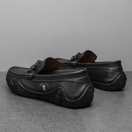 Men's Leather Loafers | Casual Hand-Sewn Nubuck Shoes | Memory Foam Footbed | Flexible Rubber Sole | Lightweight Comfort | Office to Weekend Footwear