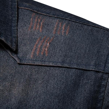 Men's Vintage Denim Shirt | Classic Button-Down Style | Premium Denim Fabric | Distressed Wash | Chest Pockets | Cuffed Sleeves | Comfortable Slim Fit | Versatile Casual and Smart-Casual Wear | Colors: Navy, Black