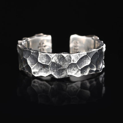 Men's Vintage Hammered Pattern Ring | Distressed Finish | S925 Sterling Silver | Fashion Jewelry | Retro Style