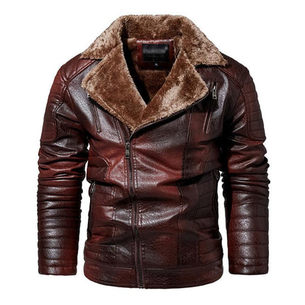 Men's Vintage PU Leather Jacket | Fleece Lined | Classic Style | Quilted Sleeves | Warm & Durable | Available in S-3XL | Ideal for Casual & Outdoor Wear