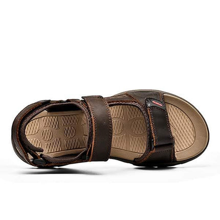 Men's Casual Beach Sandals | Durable Leather Upper | Non-Slip Flexible Sole | Adjustable Heel Strap | Breathable Textile Lining | All-Day Comfort | Everyday Summer Footwear